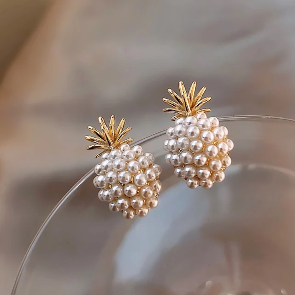2/$10 RESTOCKED! Simple Pearl Pineapple Earrings Studs Cute Boho Tropical